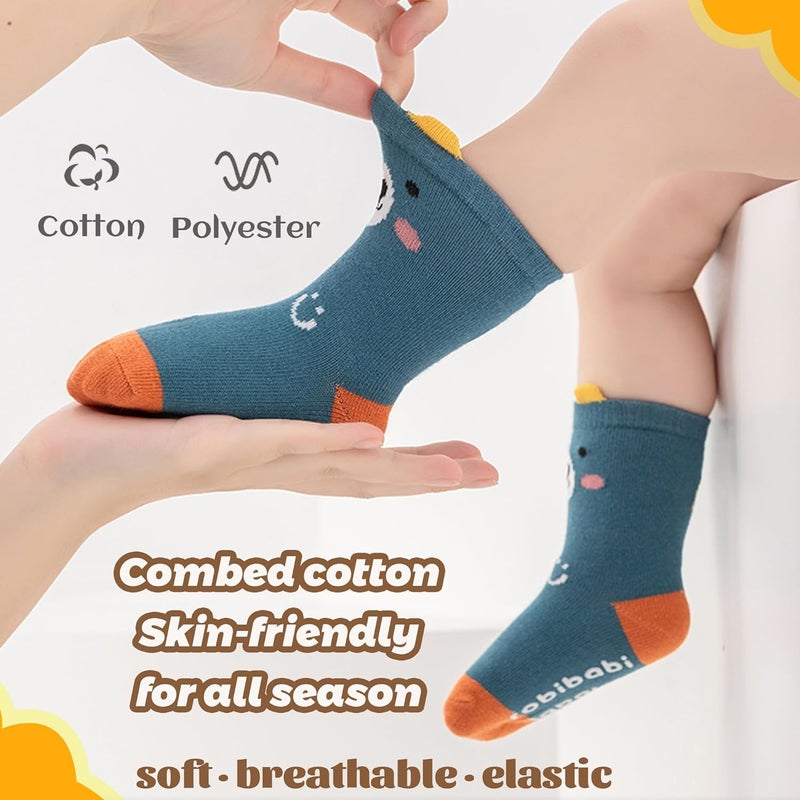 HYCLES Toddler Non Slip Socks, Cartoon Animal Cute Baby Grip Sock for 6-12 Month 1-5 Years Girls Boys 6 Pairs - Image 4